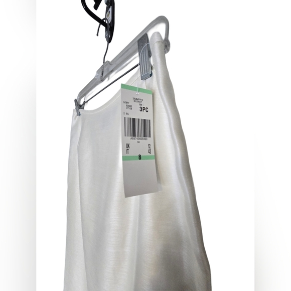 Vintage-Inspired Kasper Ivory 3-Piece Suit Set Jacket Top Skirt Size 8 Wedding - Picture 6 of 16